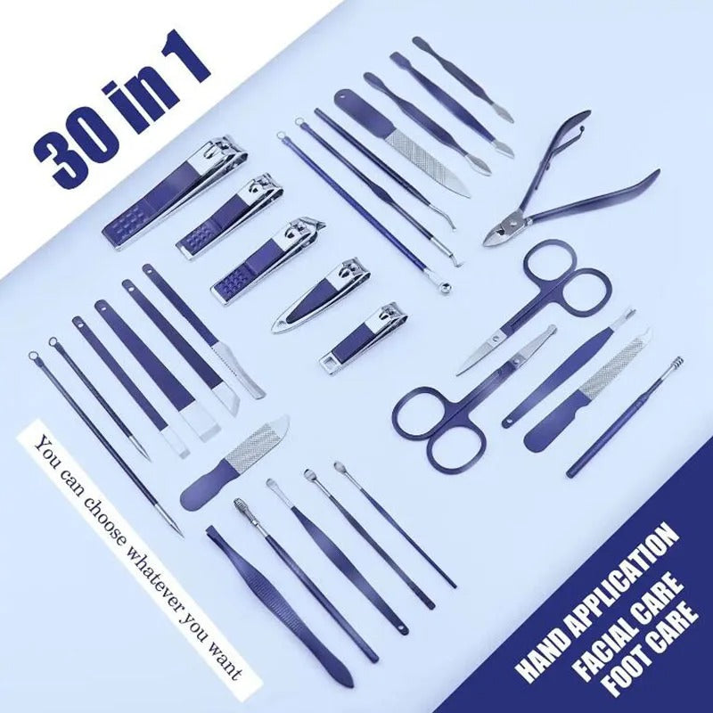 30-Piece Stainless Steel Manicure & Pedicure Set Nail Clippers Tool