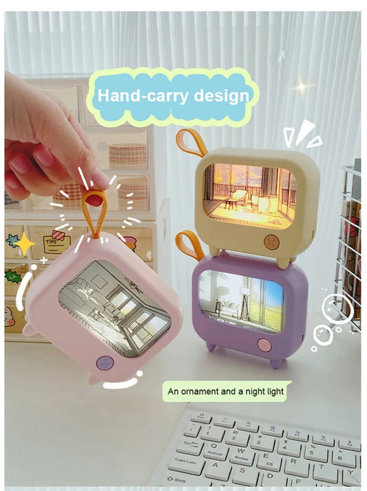 TV Painting Night Light LED Cute Child Learning Table Lamp