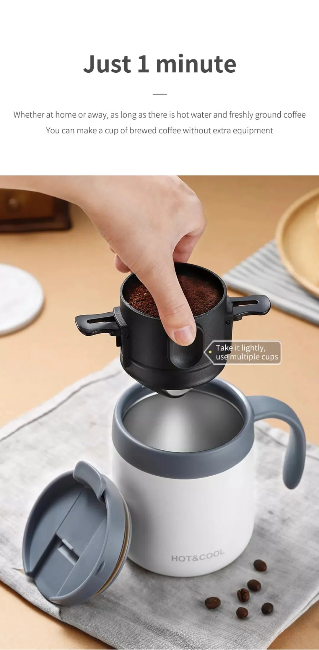 Portable Foldable Coffee Filter Stainless Steel Easy Clean Reusable Coffee Funnel