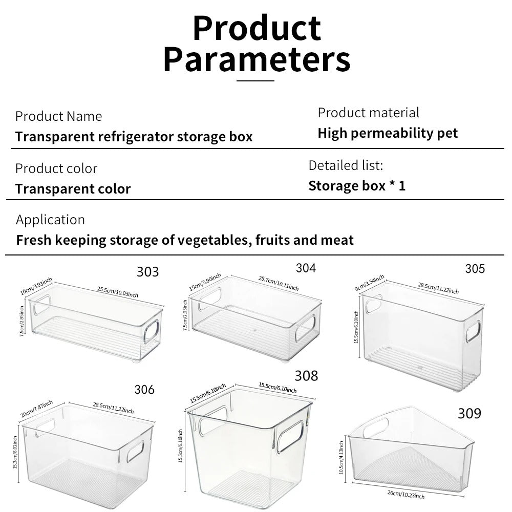 Transparent Fridge Storage Bin