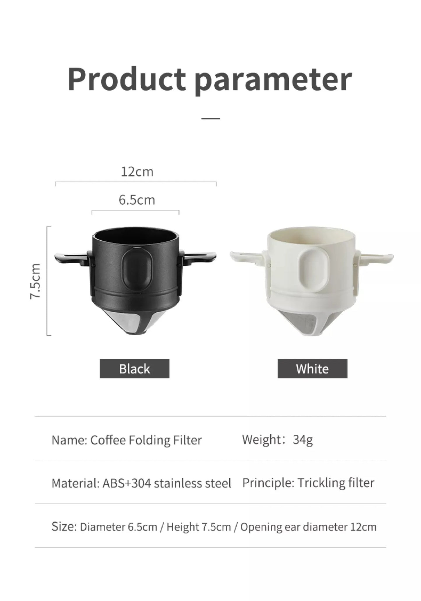 Portable Foldable Coffee Filter Stainless Steel Easy Clean Reusable Coffee Funnel