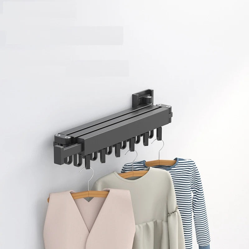 Wall-Mounted Folding Clothes Hanger with Retractable Drying Rack