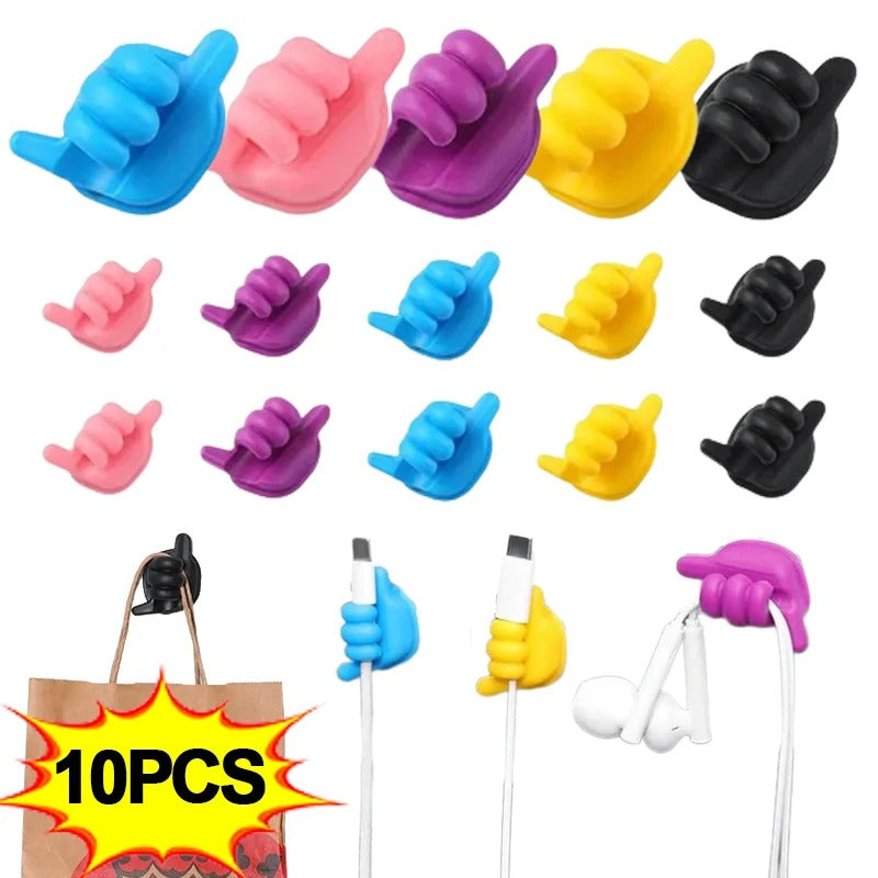 Multifunctional Self-Adhesive Wall Hooks Creative Silicone Thumb Cable Winder