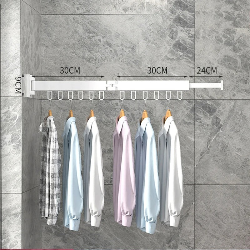 Wall-Mounted Folding Clothes Hanger with Retractable Drying Rack