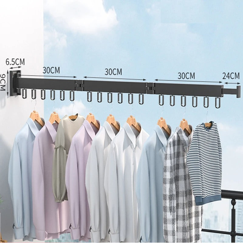 Wall-Mounted Folding Clothes Hanger with Retractable Drying Rack