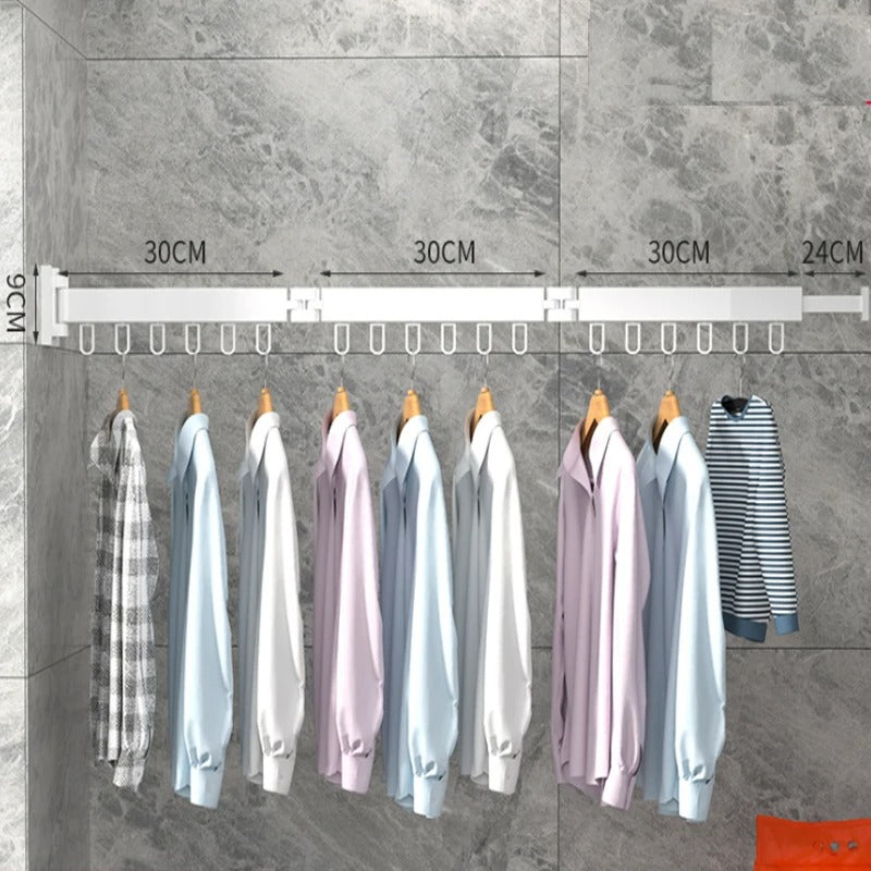 Wall-Mounted Folding Clothes Hanger with Retractable Drying Rack