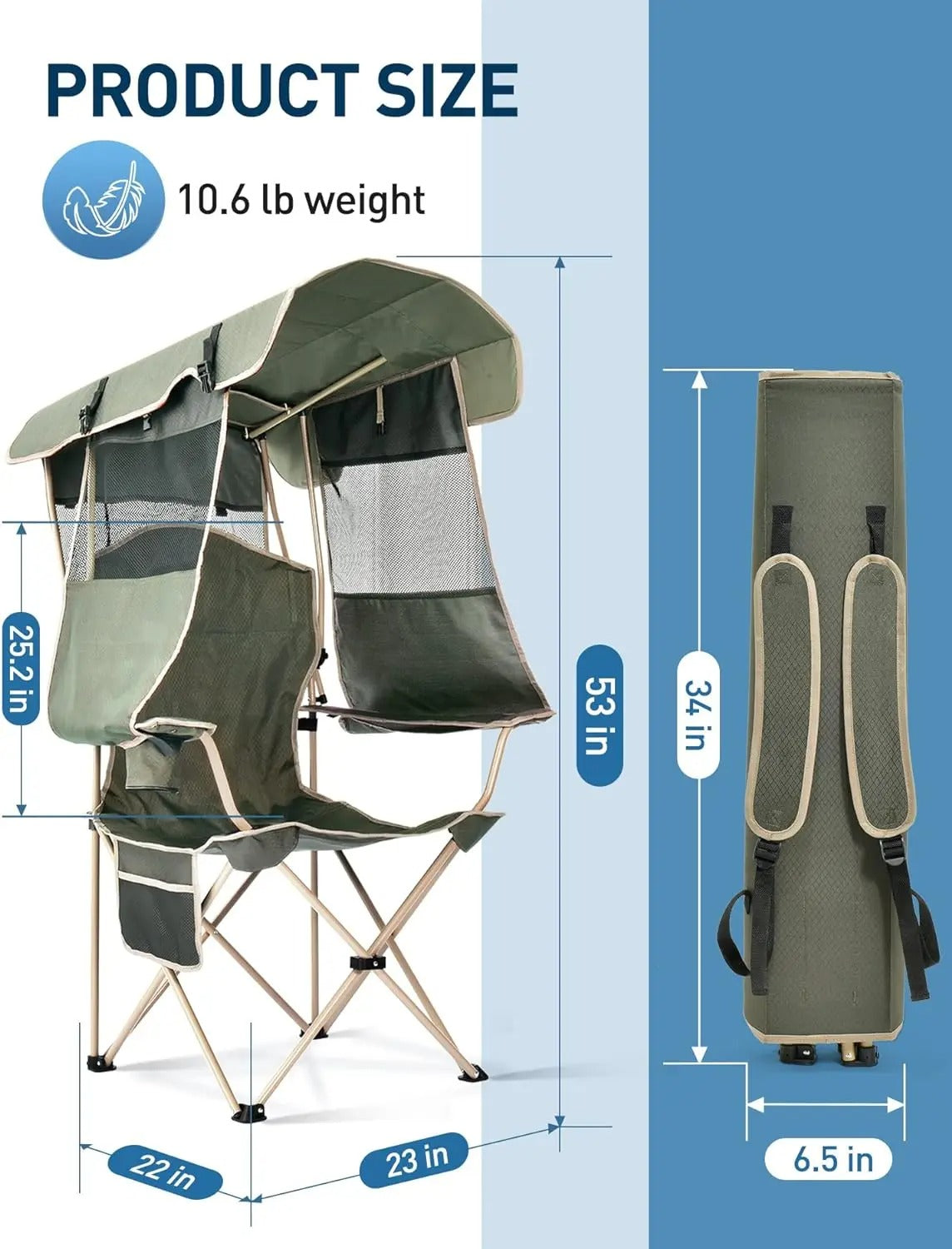 Retractable Sun Canopy Camping Chair