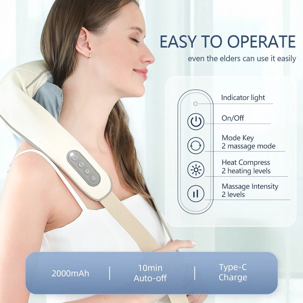 Mini Rechargeable Neck and Shoulder Massager with Heat for Muscle Pain Relief