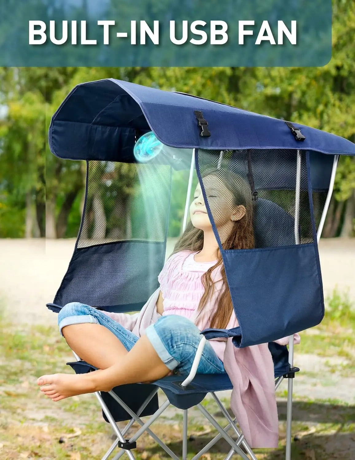 Retractable Sun Canopy Camping Chair