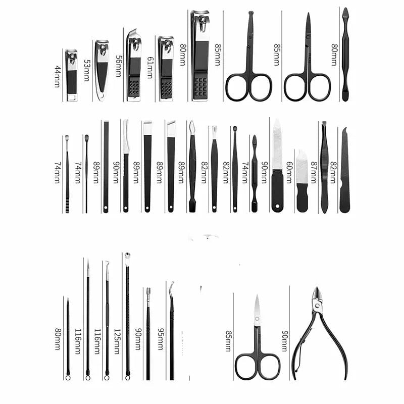 30-Piece Stainless Steel Manicure & Pedicure Set Nail Clippers Tool