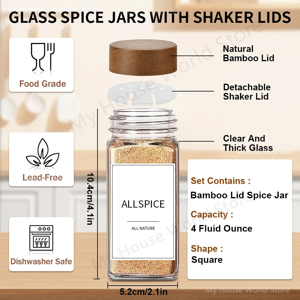 Glass Spice Jars with Bamboo Lids