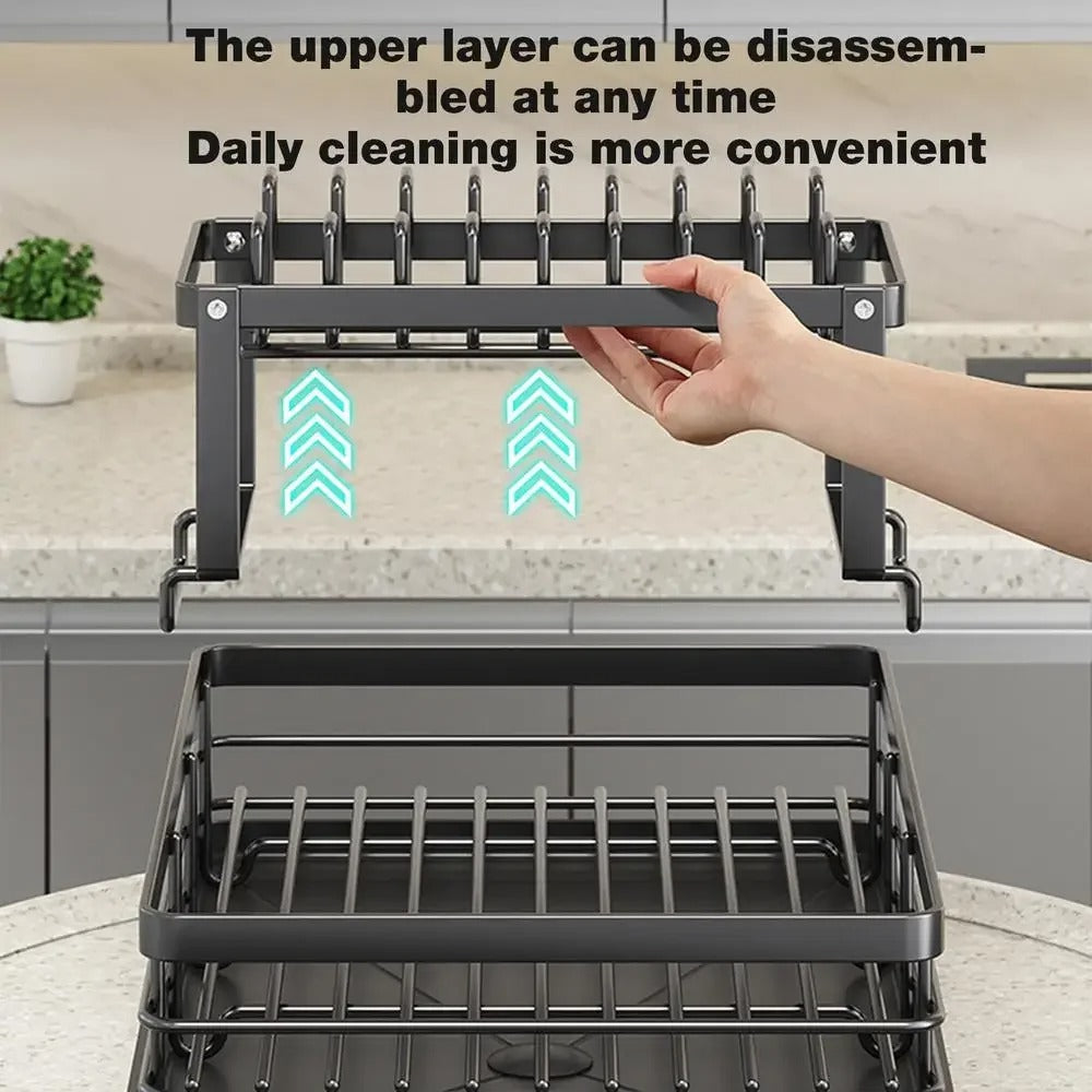 Adjustable dish drying rack