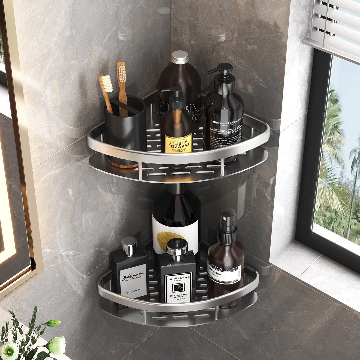 Bathroom Shelf Kitchen Storage Organizer Aluminum Alloy Bathroom Accessories