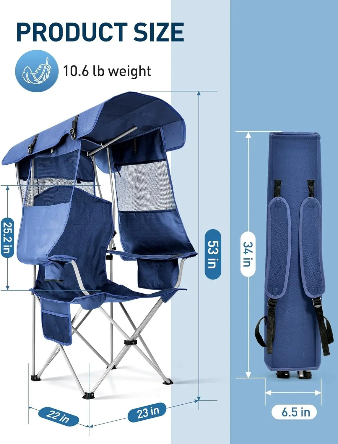 Retractable Sun Canopy Camping Chair