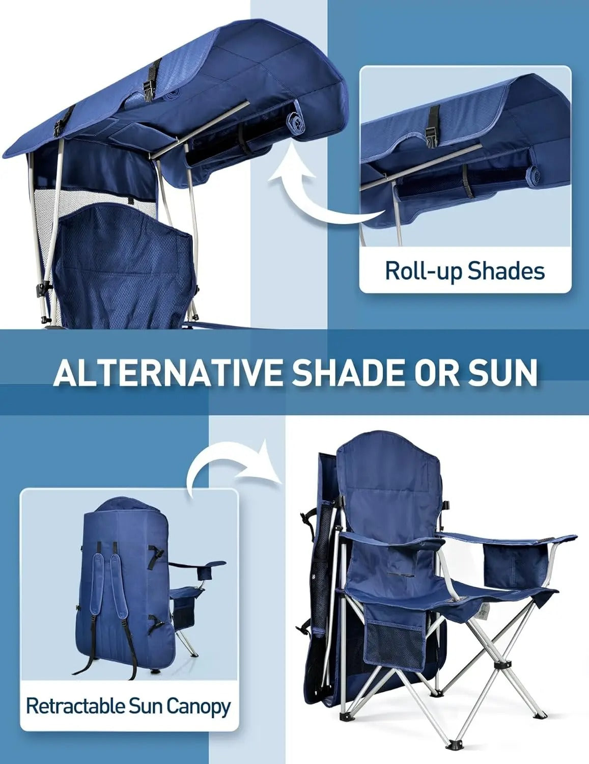 Retractable Sun Canopy Camping Chair