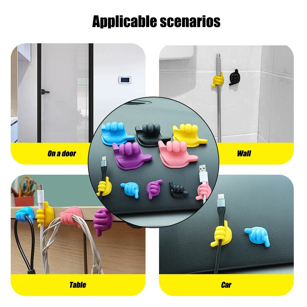 Multifunctional Self-Adhesive Wall Hooks Creative Silicone Thumb Cable Winder