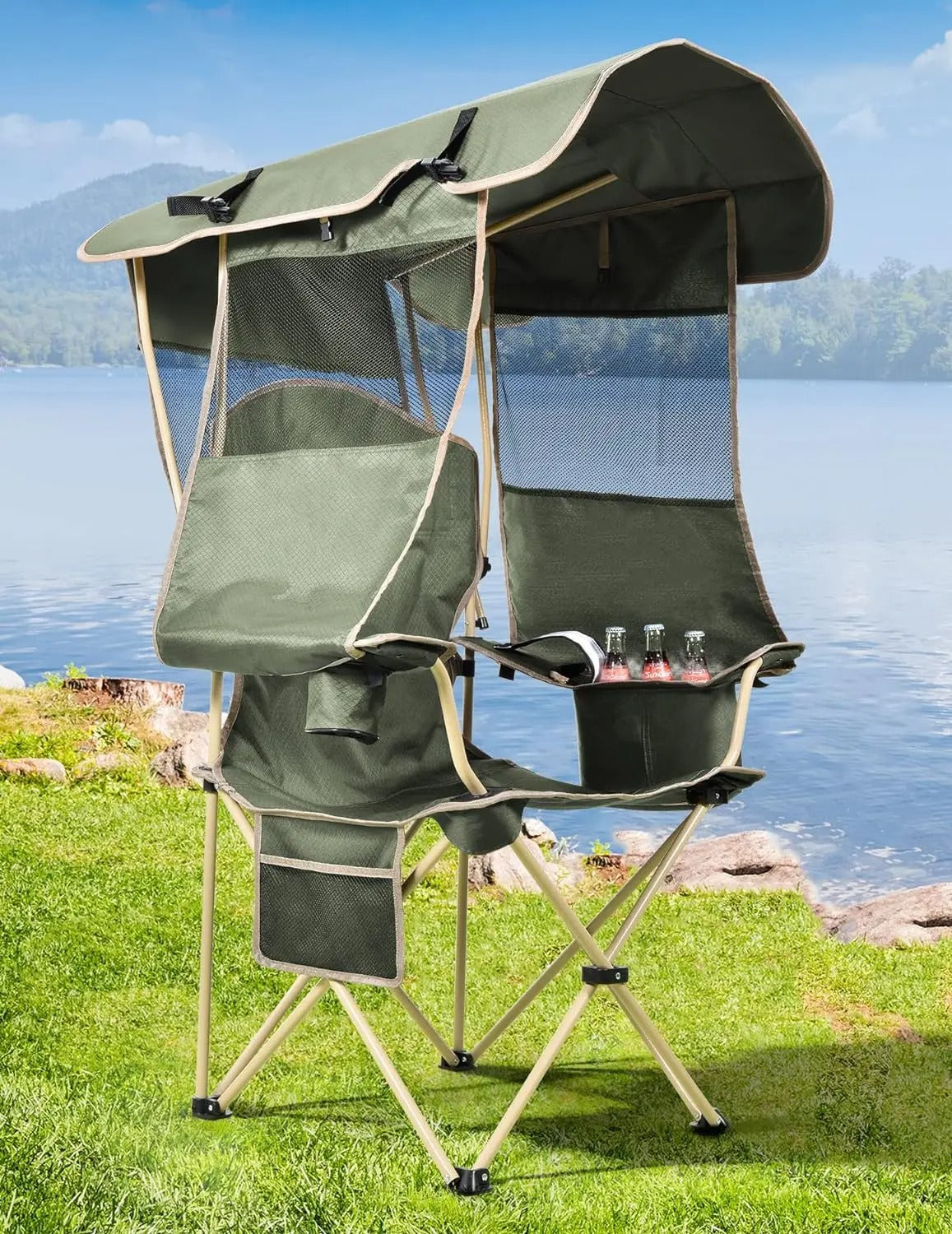 Retractable Sun Canopy Camping Chair