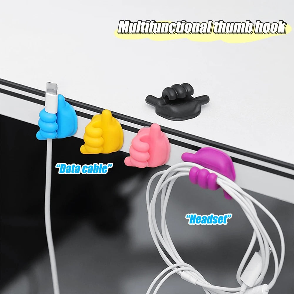 Multifunctional Self-Adhesive Wall Hooks Creative Silicone Thumb Cable Winder