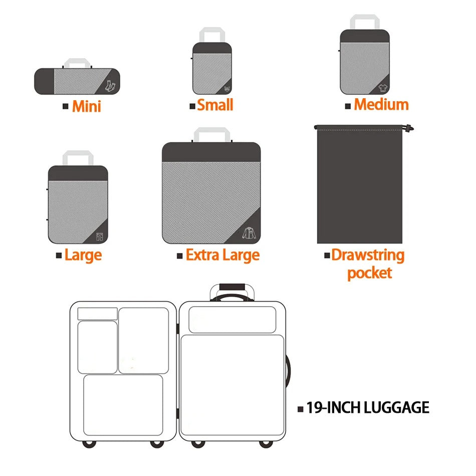 Compressed Packing Cubes Travel Storage Set 6PCS  Travel Compression Organizer Set