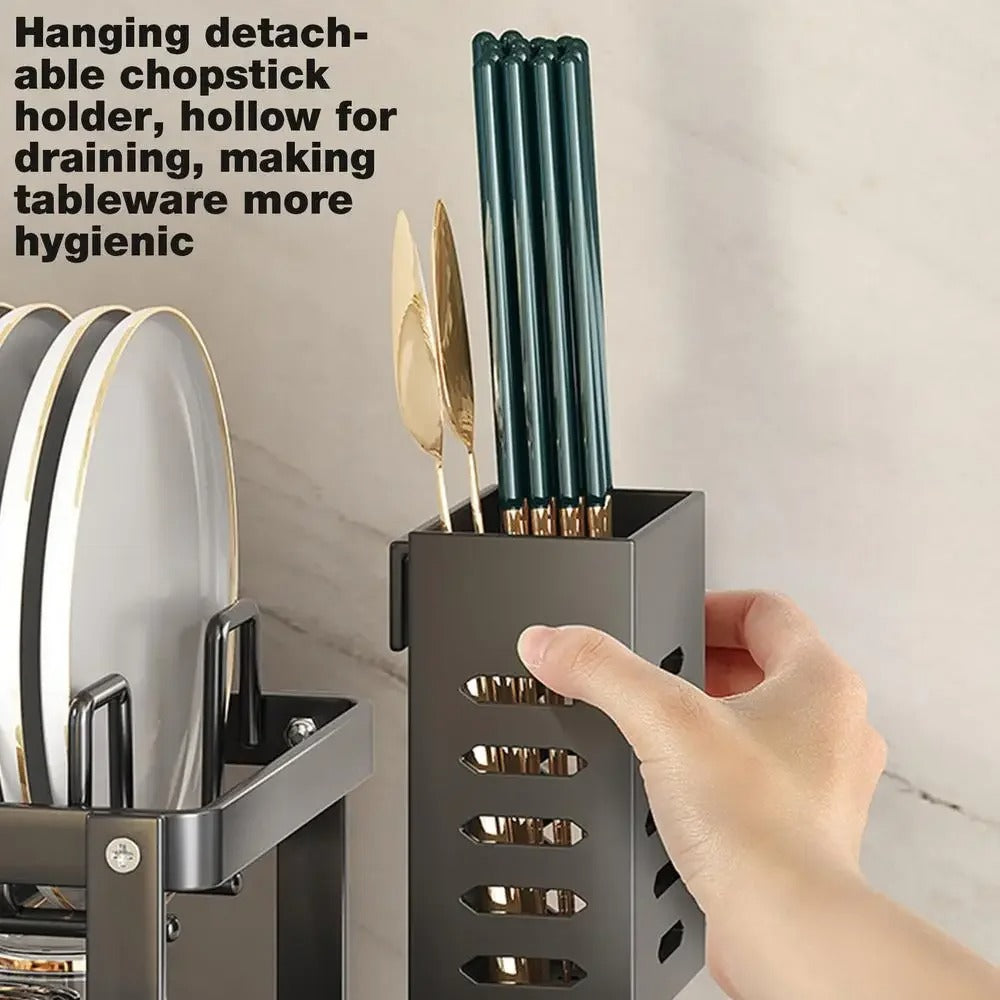 Adjustable dish drying rack