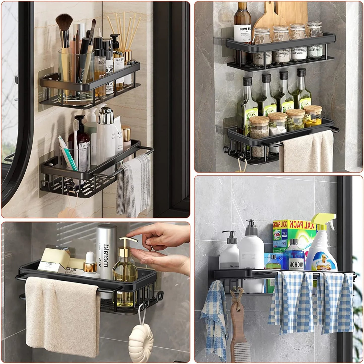 Bathroom Shelf Kitchen Storage Organizer Aluminum Alloy Bathroom Accessories