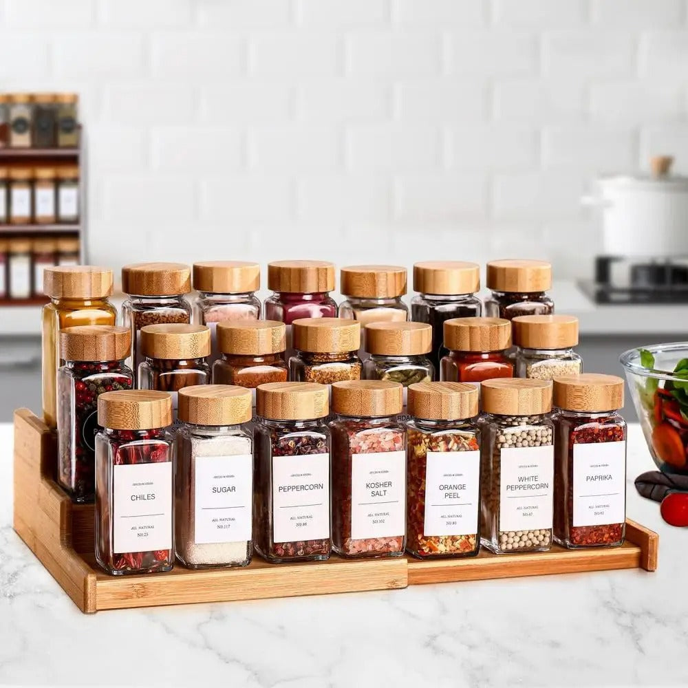 Glass Spice Jars with Bamboo Lids