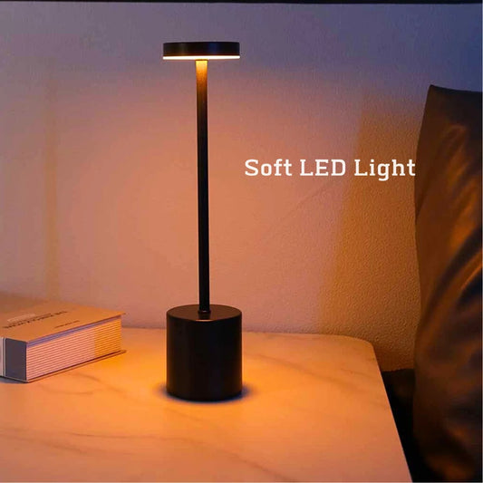 LED Rechargeable Touch Metal Table Lamp 3-Color, Bedside/Outdoor Night Light