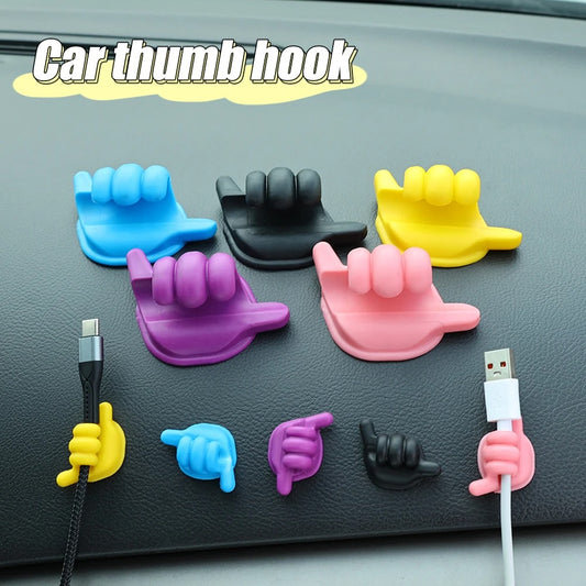 Multifunctional Self-Adhesive Wall Hooks Creative Silicone Thumb Cable Winder