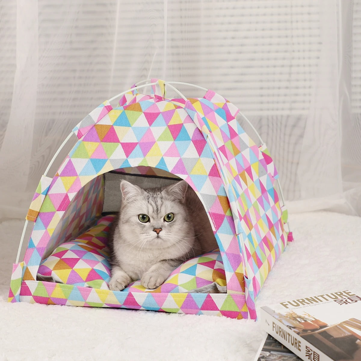 Cat Tent Bed - Warm Winter House with Cushions - Kitten Supplies & Accessories