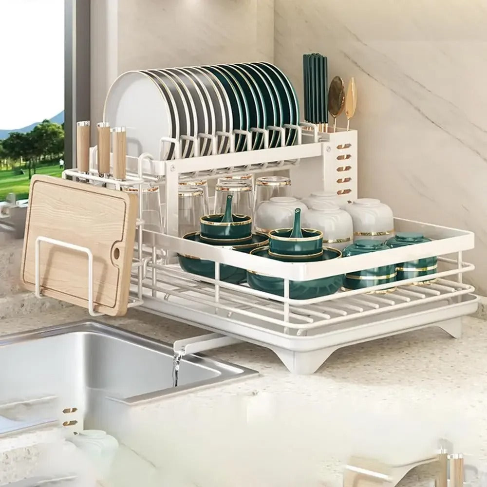 Adjustable dish drying rack