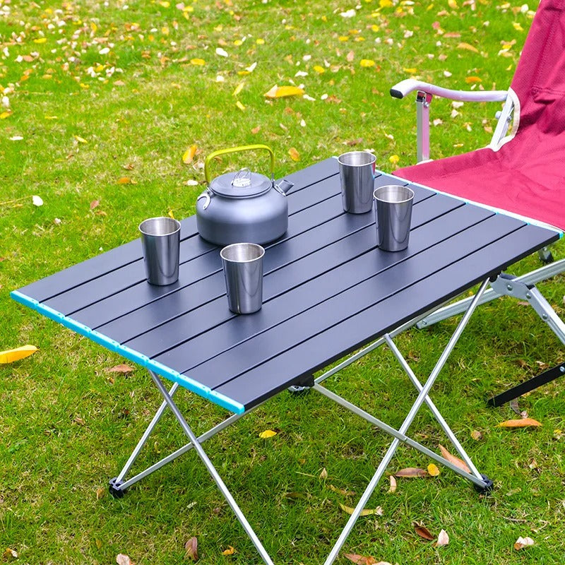 Portable Camping Table Folding Side Table Aluminum Top for Camping Hiking Picnic