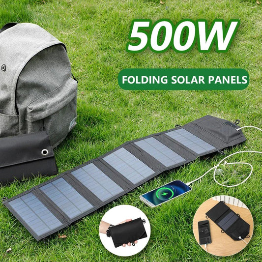 500W Folding Solar Panels Portable Polysilicon Solar Panel Charger USB 5V DC