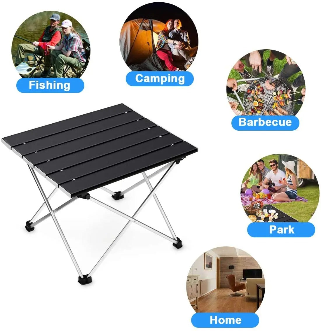 Portable Camping Table Folding Side Table Aluminum Top for Camping Hiking Picnic