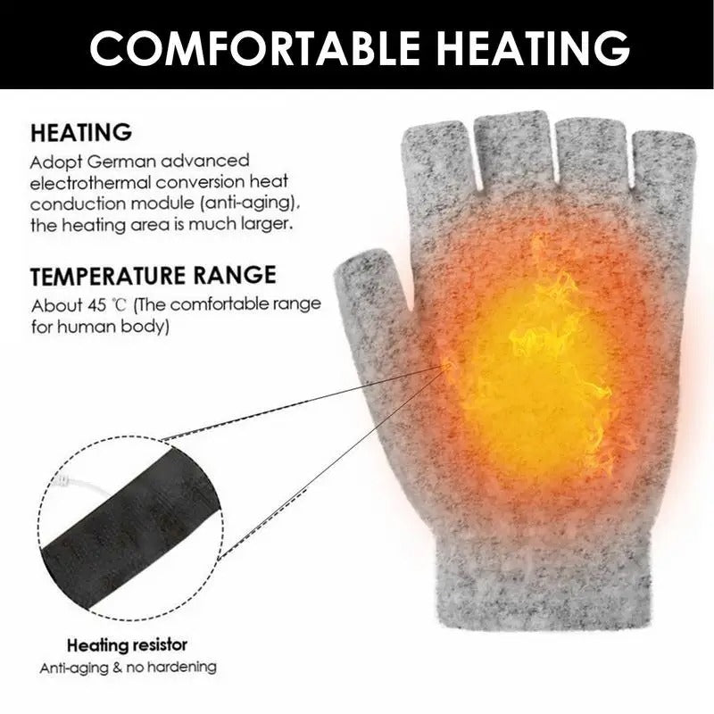 Winter Half-finger Double-sided USB Heating Gloves