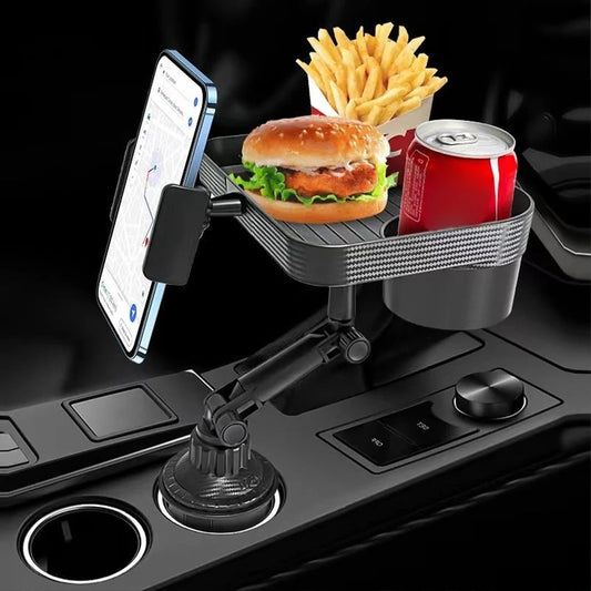 Versatile Car Tray - Integrated Cup Holder with food table & Mobile Stand