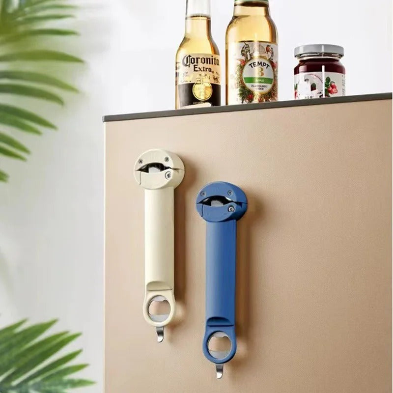 Stainless Steel Adjustable Cap Screwer Multifunctional Retractable Bottle Opener