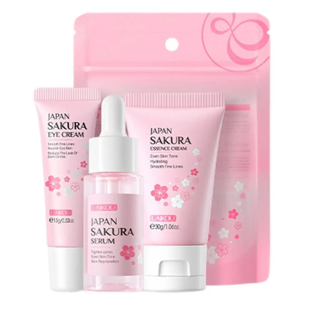 Sakura Skincare Set: Facial Cleaner, Serum, Anti-Acne Gel, Moisturizer & Eye Cream