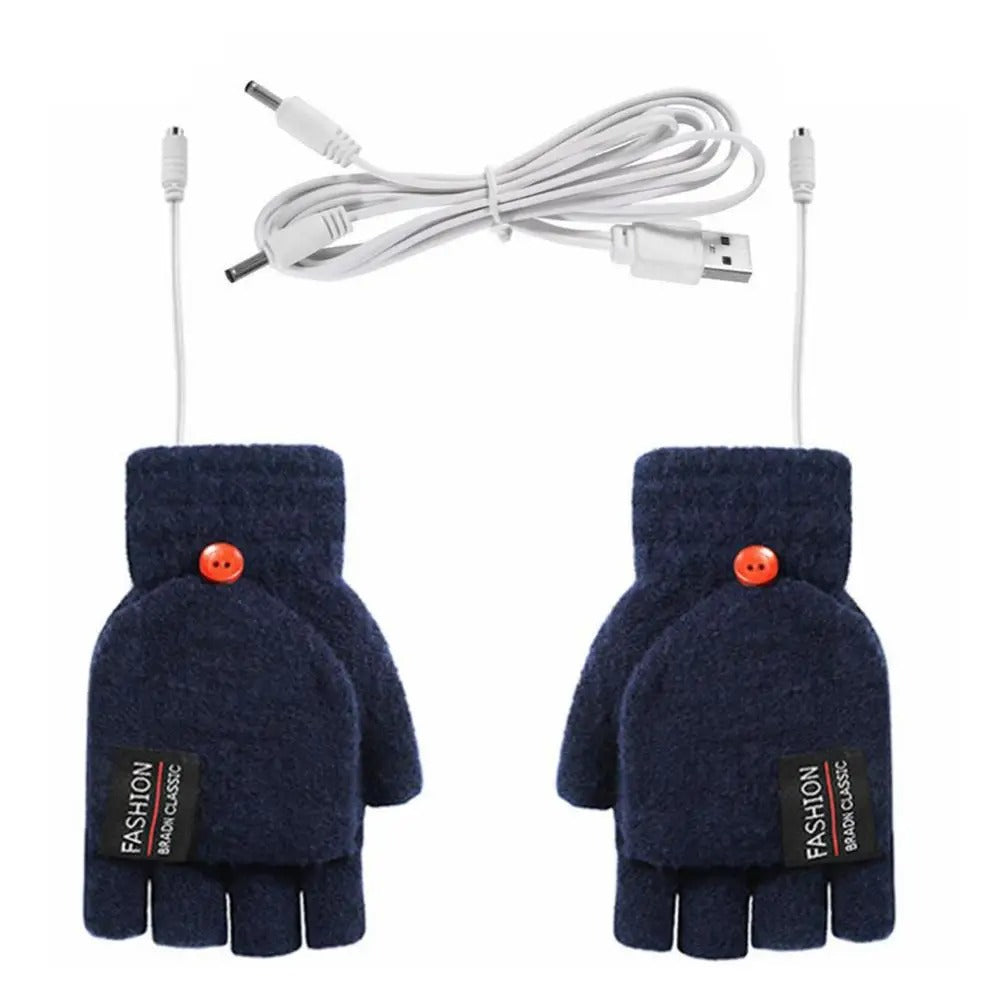 Winter Half-finger Double-sided USB Heating Gloves