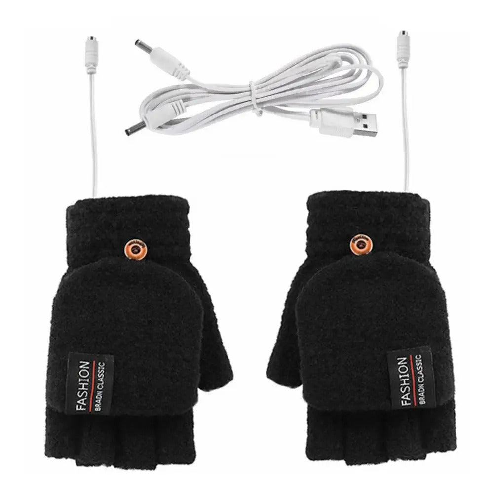 Winter Half-finger Double-sided USB Heating Gloves