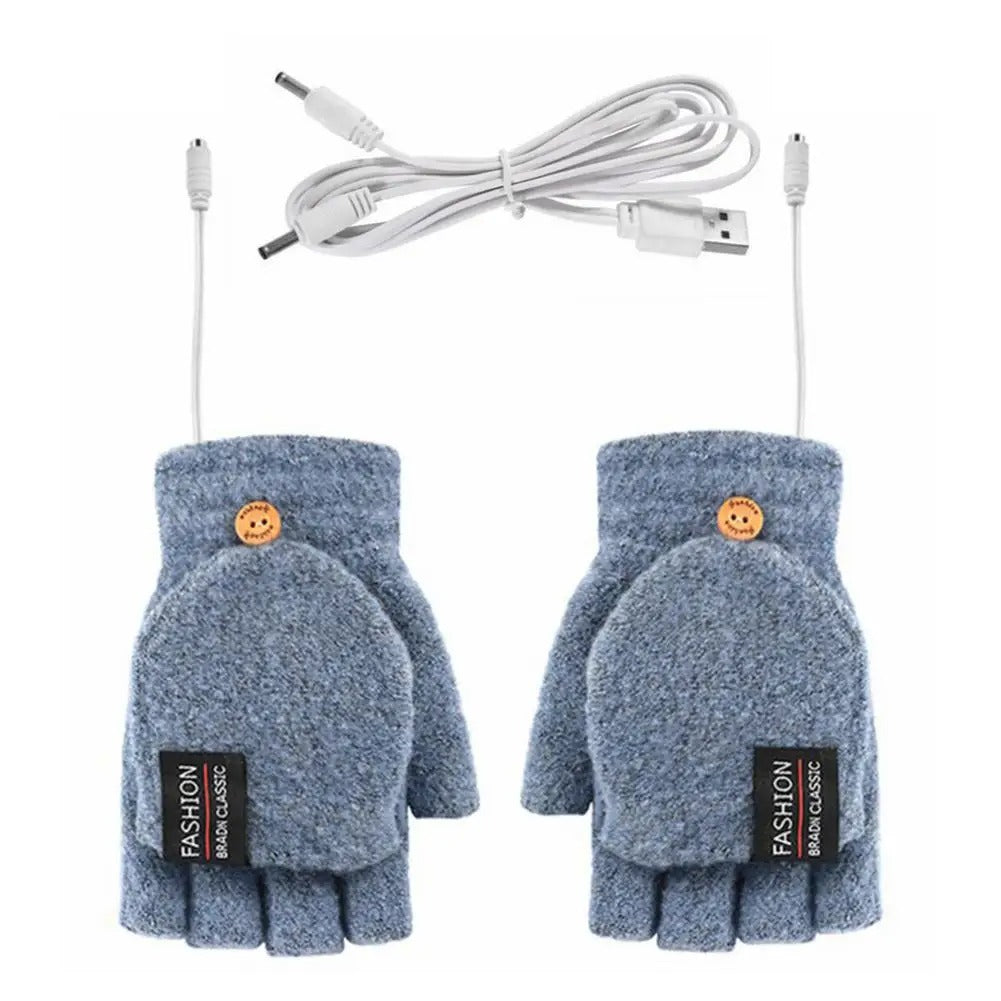 Winter Half-finger Double-sided USB Heating Gloves